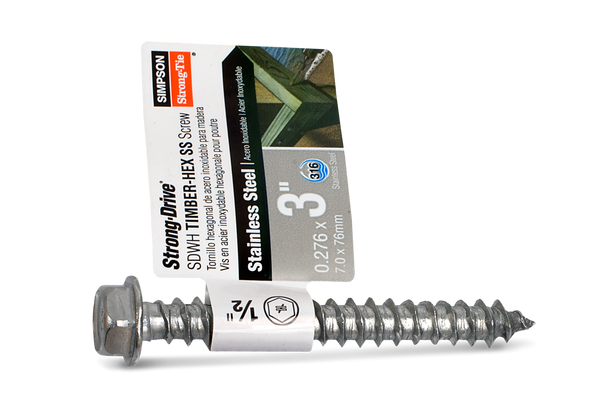 Image of Strong-Drive® SDWH TIMBER-HEX SS Screw 0.275" x 3", 316 Stainless  SDWH27300SS-R100, 100/Box